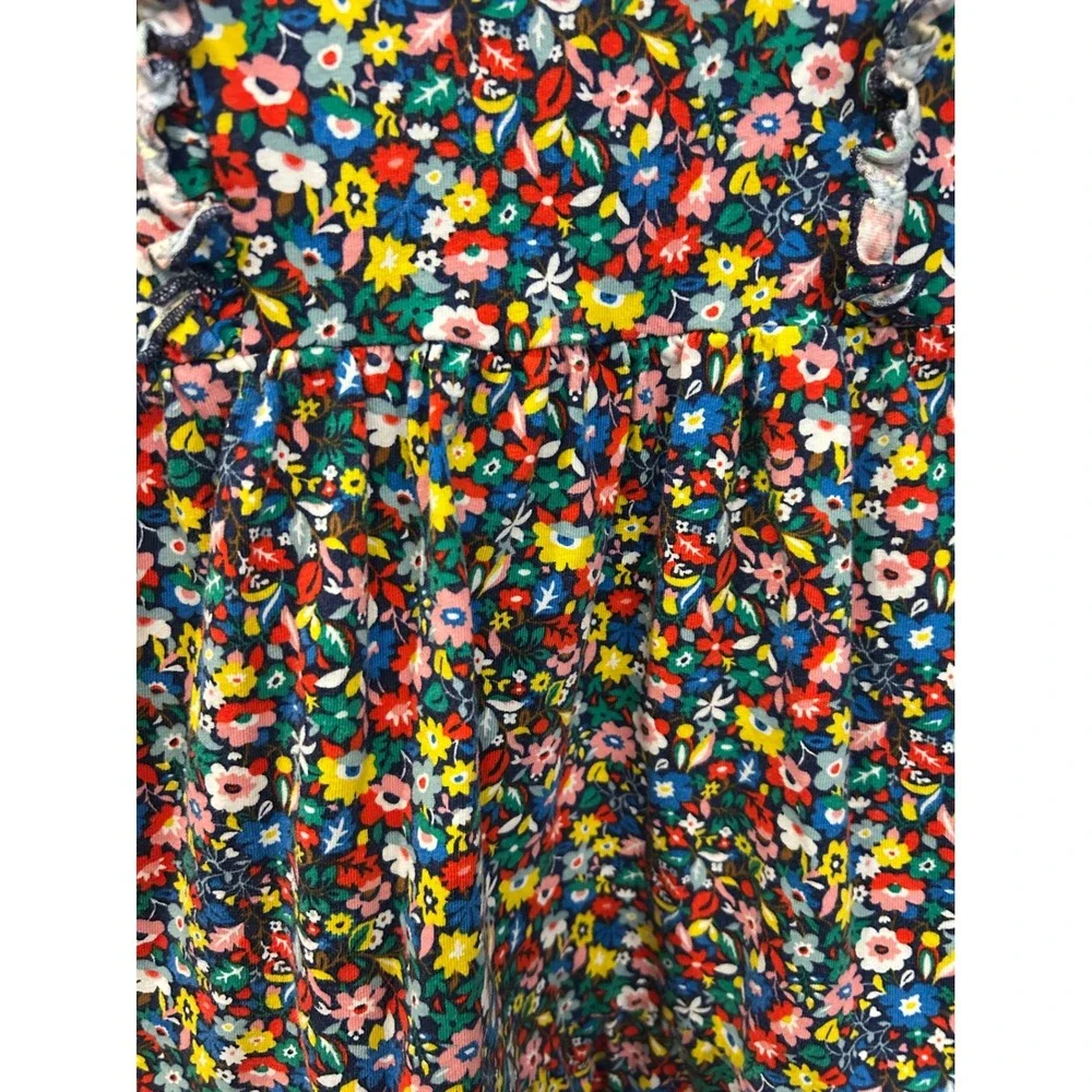 Mini Boden Jersey‎ Dress Multi Color Floral Ruffle Tiered Long Sleeve Kids 4-5Y